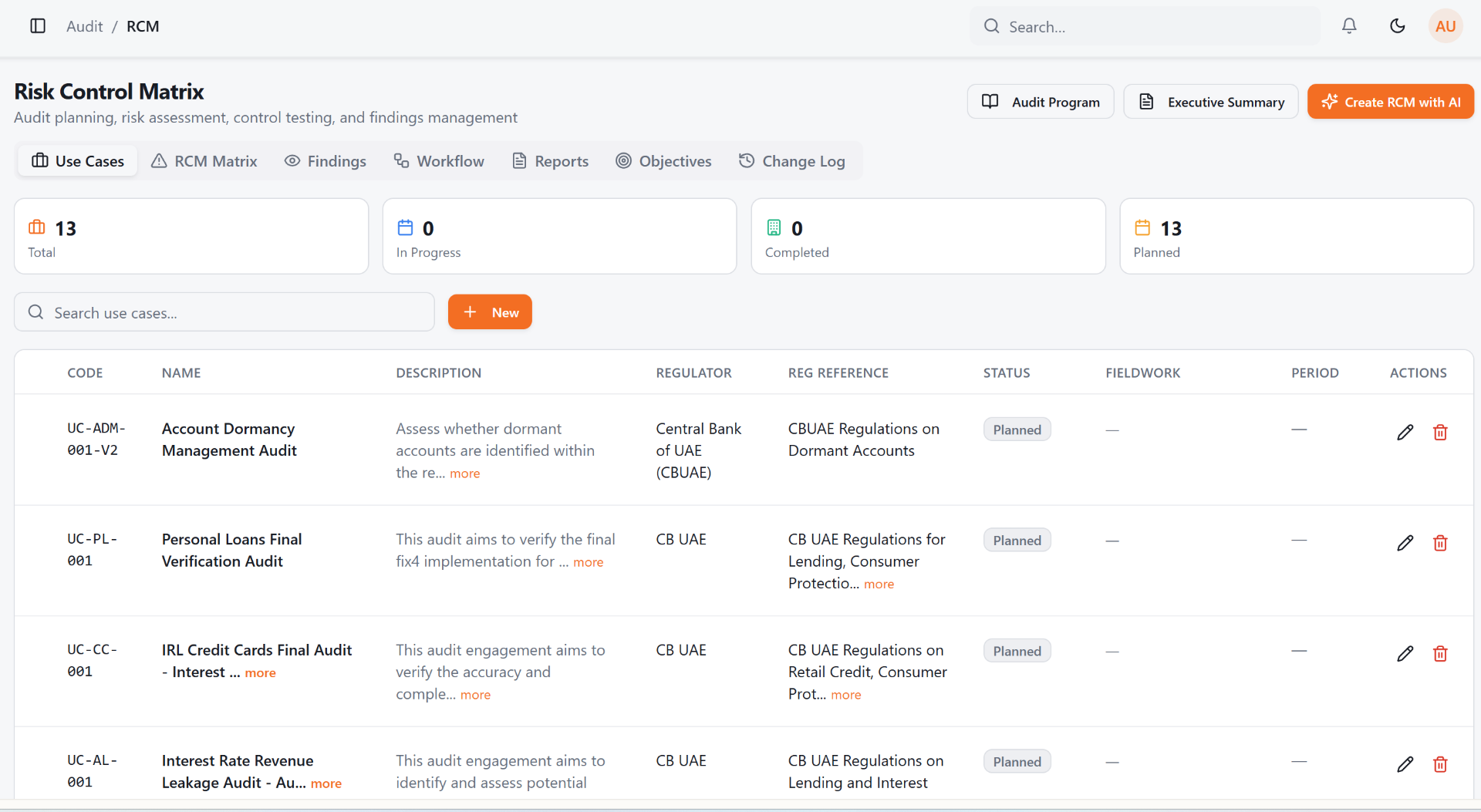Map risks, controls and audit logic screenshot