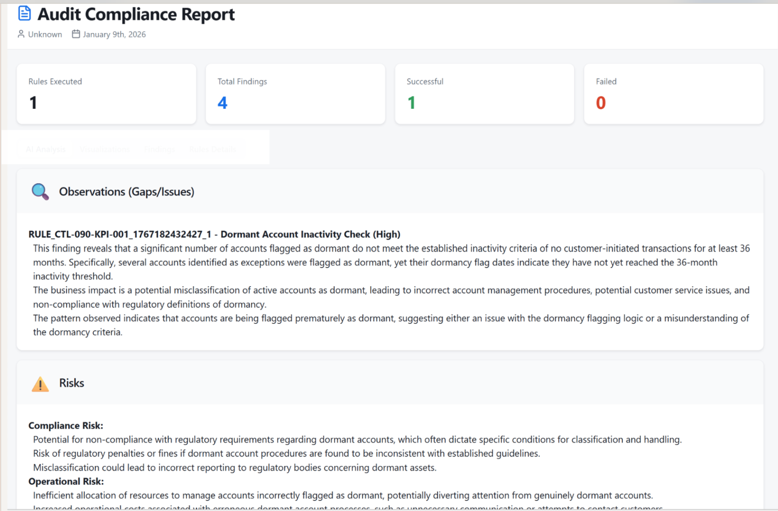 Manage audit outcomes screenshot